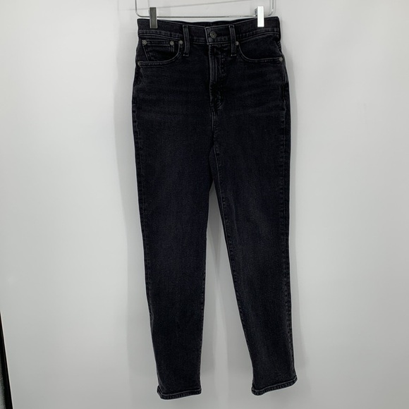 Madewell Perfect Vintage Jean high rise ankle tapered leg mom black denim 26 - Picture 1 of 5